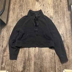 Black Half-Zip Cropped Sweatshirt